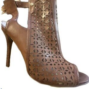 Guess Brown Stiletto Peep-Toe Booties